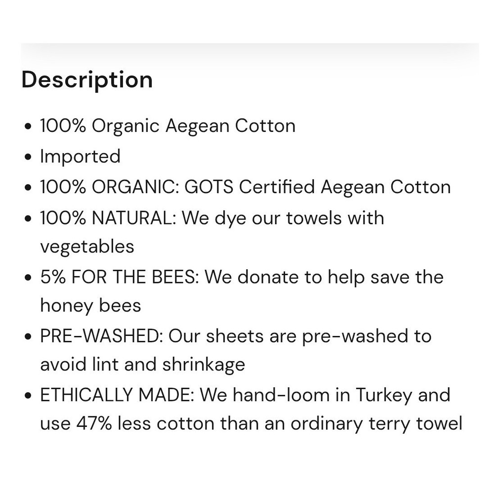 AYIN Genuine Turkish Towel Organic Aegean Cotton Natural Flatwoven 39x70in - Picture 7 of 7